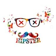 Colorful vector hipster background with butterflies