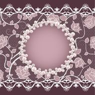 Vintage card with lace and pearl frame
