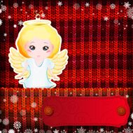 Christmas decorations on handmade knitted background N5