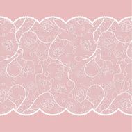 Lace pattern with roses on pink background