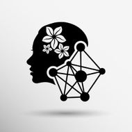 Girl portrait Vector silhouette icon monochrome N9