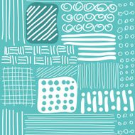 Seamless pattern with hand drawn lines dots and other elements