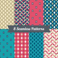 Set of Seamless Patterns with Rhombus and Diamonds