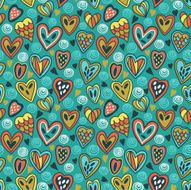 Seamless pattern in vector made of hearts and flowers