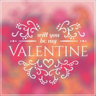 Love You Text on Blurred background with floral ornament Valentines N7