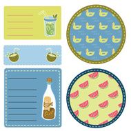 Beach collection of labels with summer symbols