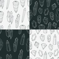 Seamless patterns set of crystals