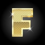 Vector metal gold letter F
