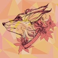 fox on decorative background