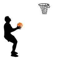 Black silhouettes of men playing basketball N2