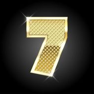 Vector metal gold letter of number seven 7