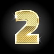 Vector metal gold letter of number two 2