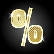 Vector metal gold letter Percent sign