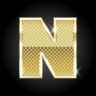 Vector metal gold letter N