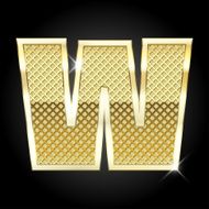 Vector metal gold letter W