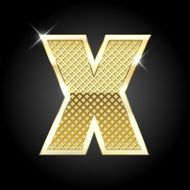 Vector metal gold letter X