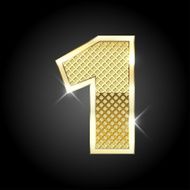 Vector metal gold letter of number one 1