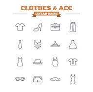 Clothes and accessories linear icons set Thin outline signs Vector N2