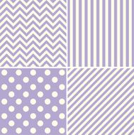 set of four flower with dot pattern background