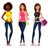 young cartoon girls in casual fashion