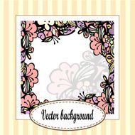Beautiful floral frame with stripes