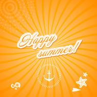 Yellow background with anchor Marine life Vector illustration