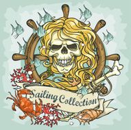 Mermaid skull logo design - Sailing Collection