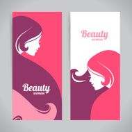 Banners with stylish beautiful woman silhouette Template design