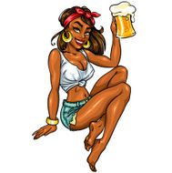 Pretty Pin Up Girl holding beer mug