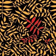 Seamless pattern with leaves on a black background Vector illustration