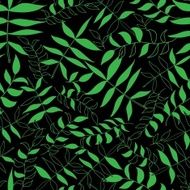 Seamless pattern with leaves on a black background Vector illustration N2