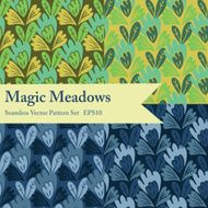 Magic Meadows seamless vector pattern set