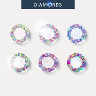 Set realistic diamond with reflex glare and shadow N2