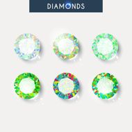 Set realistic diamond with reflex glare and shadow N3
