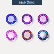 Set realistic diamond with reflex glare and shadow N4