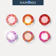 Set realistic diamond with reflex glare and shadow N5