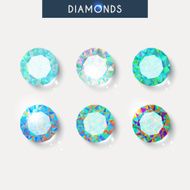 Set realistic diamond with reflex glare and shadow N6