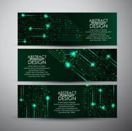 Vector banners set with Abstract green lights technology background