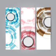 Vector vertical banners set with Abstract Modern technology circles background