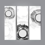 Vector vertical banners set with Abstract Modern technology circles background N2