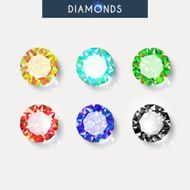 Set realistic diamond with reflex glare and shadow N8