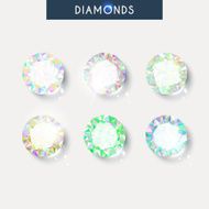 Set realistic diamond with reflex glare and shadow N9