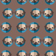 Seamless vector patterns Pug Flat Style N2