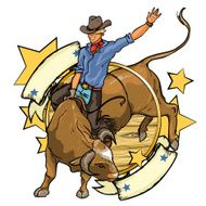 Rodeo Cowboy riding a bull label design with space for