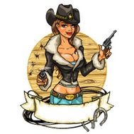 Sexy Cowgirl With Smoking Gun N2