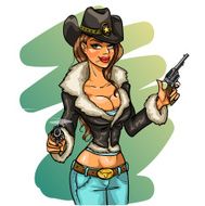 Sexy Cowgirl With Smoking Gun N3