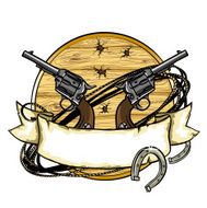 Wild West label design with ribbon banner and space for