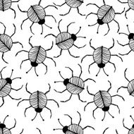 Seamless black and white pattern with beetles