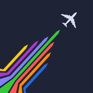 Plane silhouette on a blue background Vector illustration