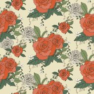 elegant seamless rose pattern over beige